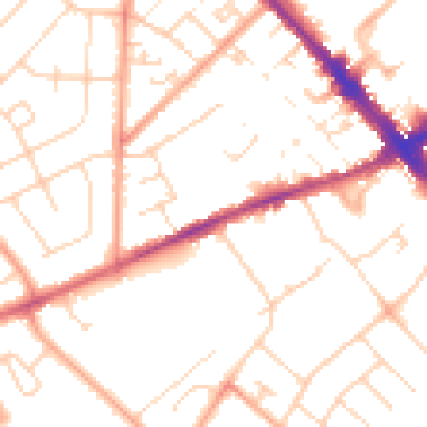 Daytime road noise heatmap for LU6 1NX