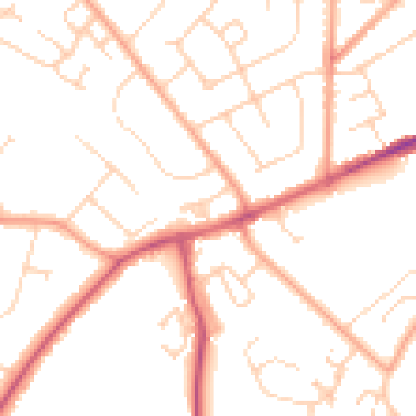 Daytime road noise heatmap for LU6 1QA