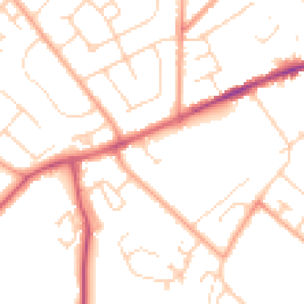 Daytime road noise heatmap for LU6 1QD
