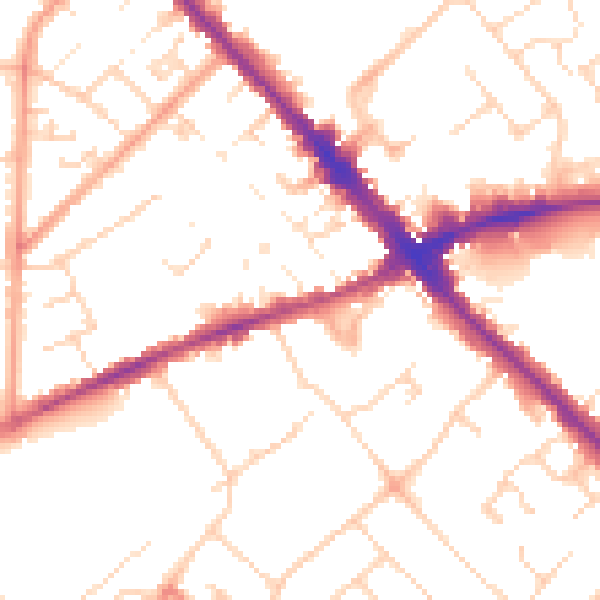 Daytime road noise heatmap for LU6 1TA