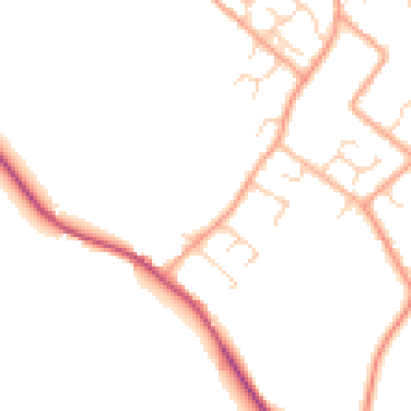 Daytime road noise heatmap for LU6 2LE