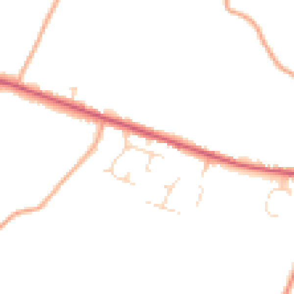 Daytime road noise heatmap for LU6 2RU