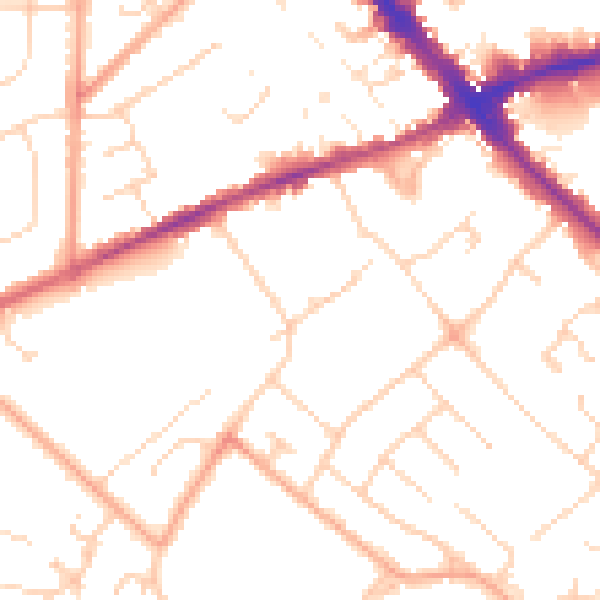 Daytime road noise heatmap for LU6 3AQ