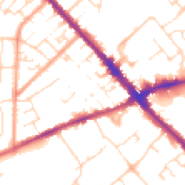 Daytime road noise heatmap for LU6 3BD