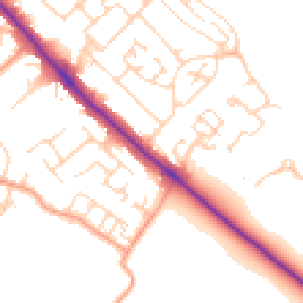 Daytime road noise heatmap for LU6 3FH