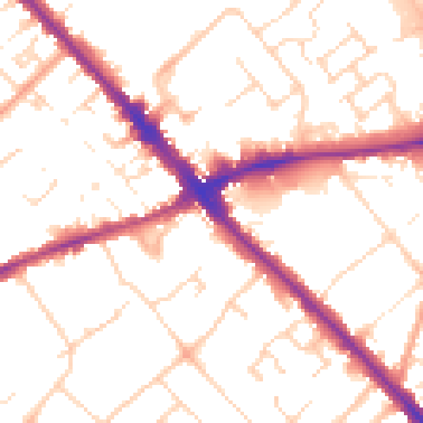 Daytime road noise heatmap for LU6 3HA