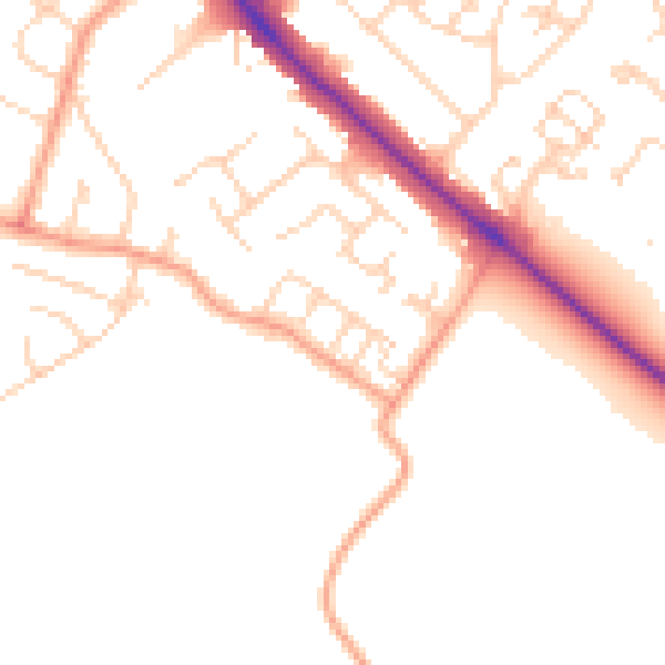 Daytime road noise heatmap for LU6 3LX