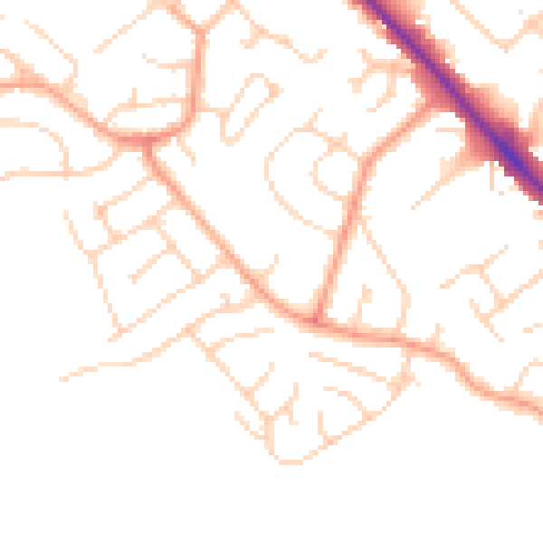 Daytime road noise heatmap for LU6 3PJ
