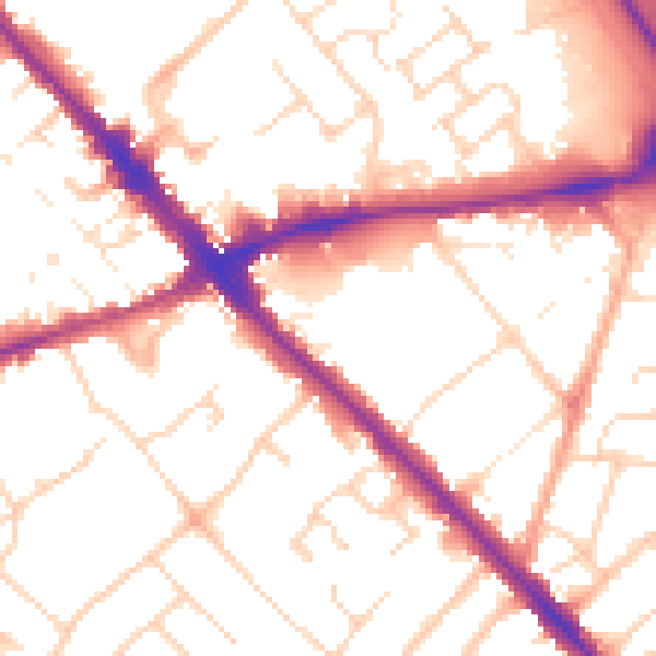 Daytime road noise heatmap for LU6 3SE