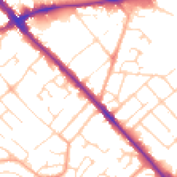 Daytime road noise heatmap for LU6 3SP