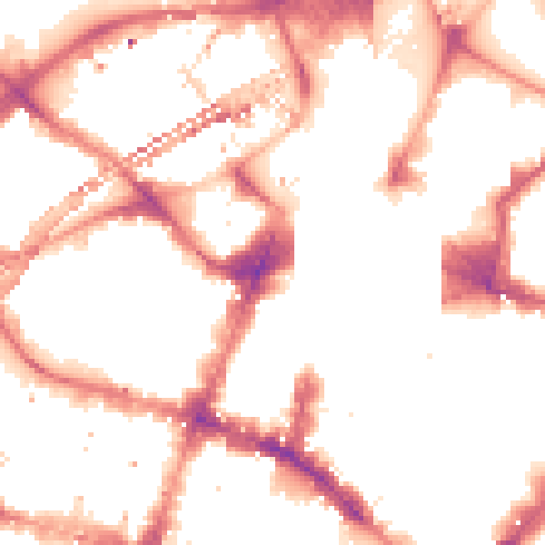 Night-time road noise heatmap for M1 1BZ