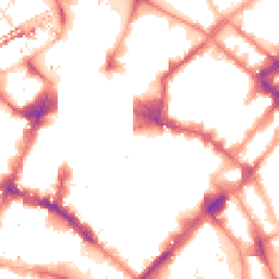Night-time road noise heatmap for M1 1NN