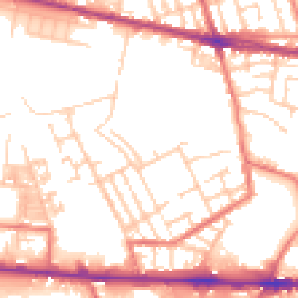 Daytime road noise heatmap for M11 1AJ