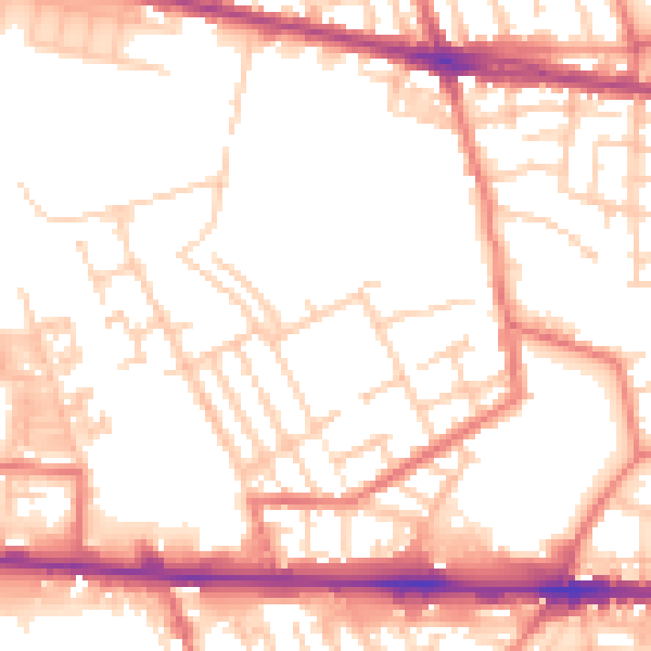Daytime road noise heatmap for M11 1AZ