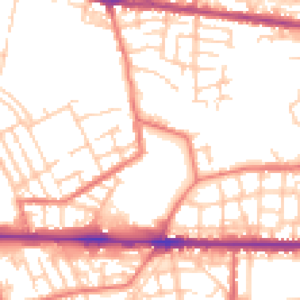 Daytime road noise heatmap for M11 1BT