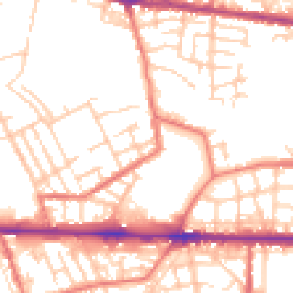 Daytime road noise heatmap for M11 1BW