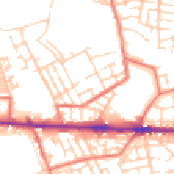 Daytime road noise heatmap for M11 1BX