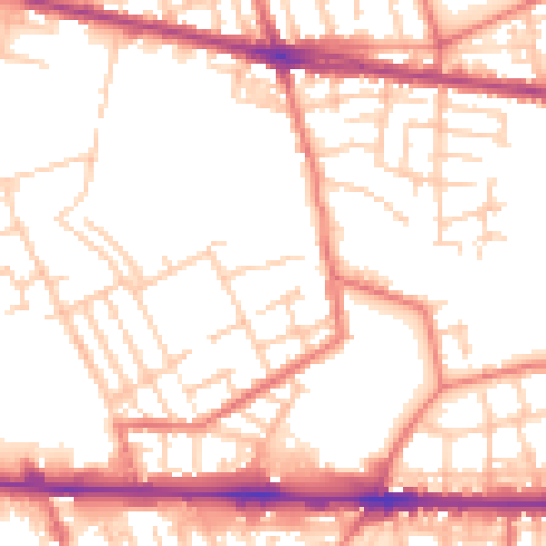 Daytime road noise heatmap for M11 1DQ