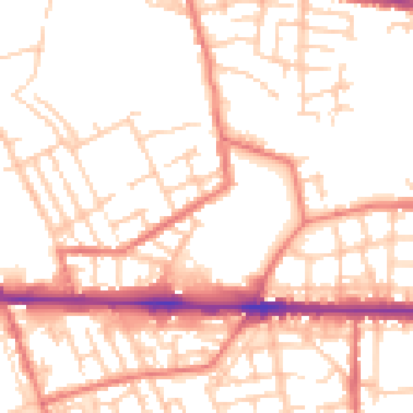 Daytime road noise heatmap for M11 1DU