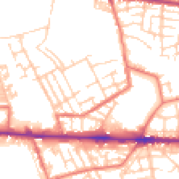 Daytime road noise heatmap for M11 1DW