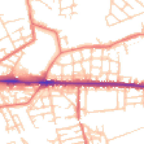 Daytime road noise heatmap for M11 1FQ