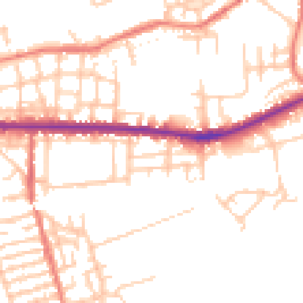 Daytime road noise heatmap for M11 1HQ
