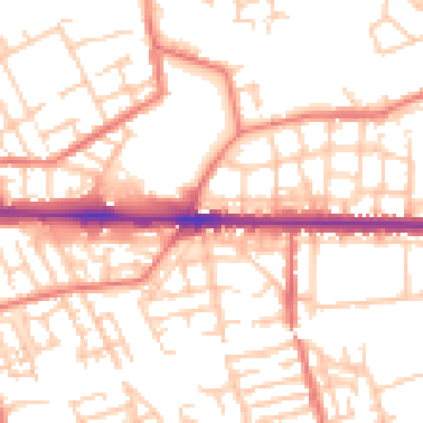 Daytime road noise heatmap for M11 1JS