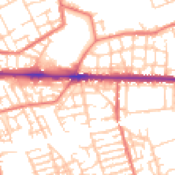 Daytime road noise heatmap for M11 1LE