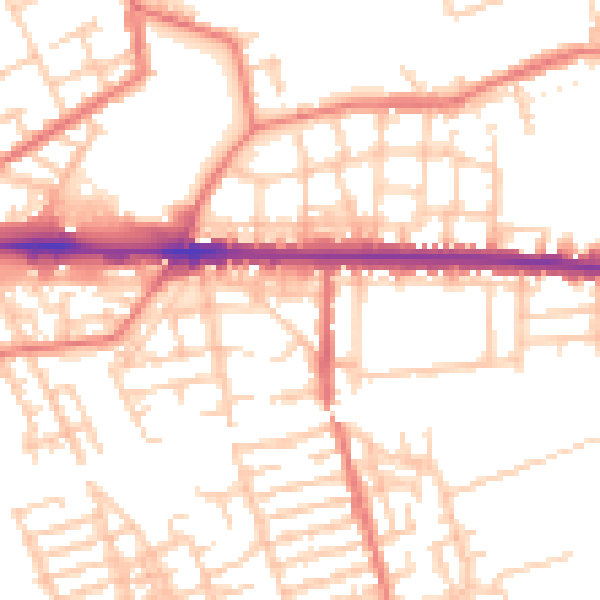 Daytime road noise heatmap for M11 1LY