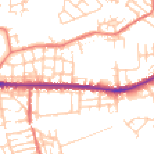 Daytime road noise heatmap for M11 1NE
