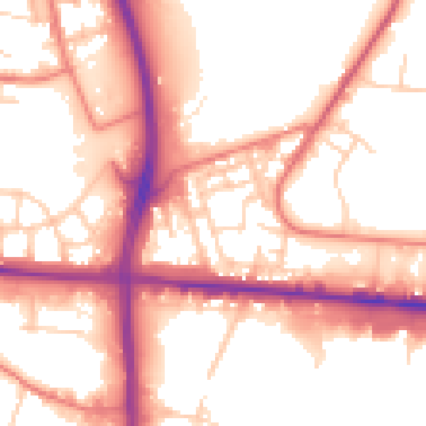 Daytime road noise heatmap for M11 2AJ