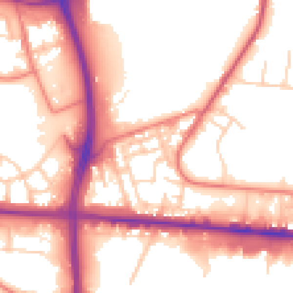 Daytime road noise heatmap for M11 2BX