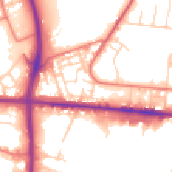 Daytime road noise heatmap for M11 2EG