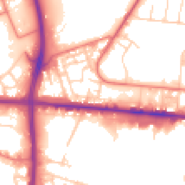 Daytime road noise heatmap for M11 2EJ