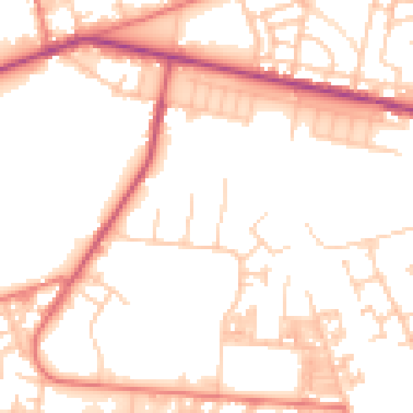 Daytime road noise heatmap for M11 2JB