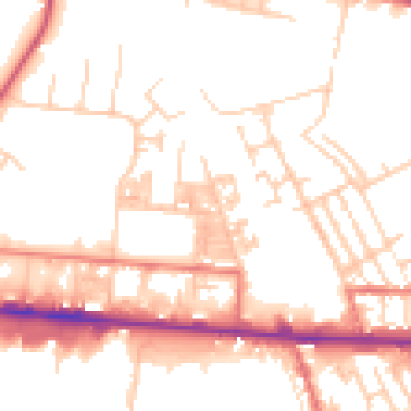 Daytime road noise heatmap for M11 2JN