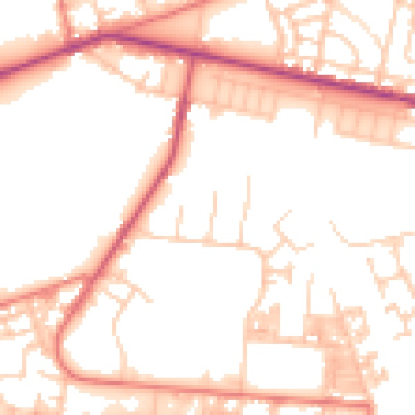 Daytime road noise heatmap for M11 2JP