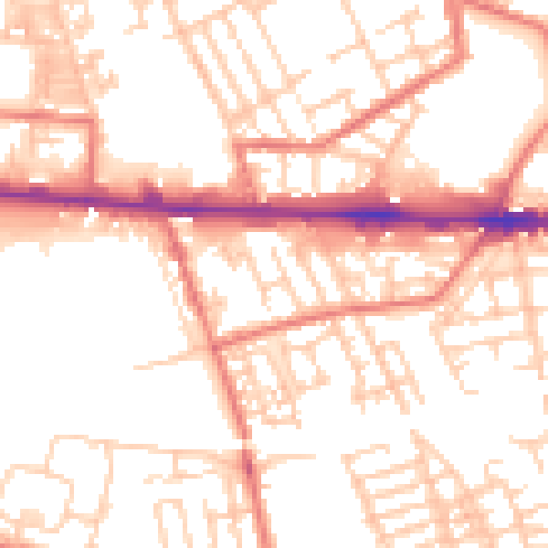 Daytime road noise heatmap for M11 2LD