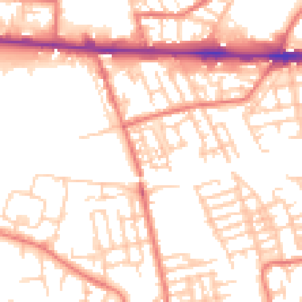 Daytime road noise heatmap for M11 2LW