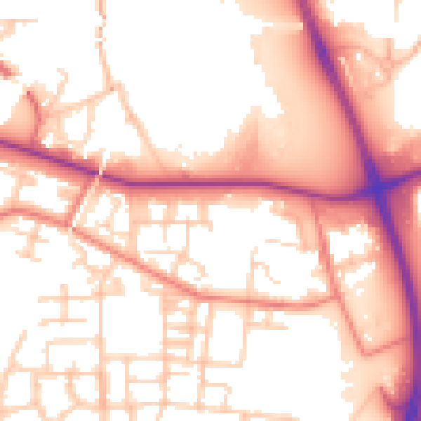 Daytime road noise heatmap for M11 3JB
