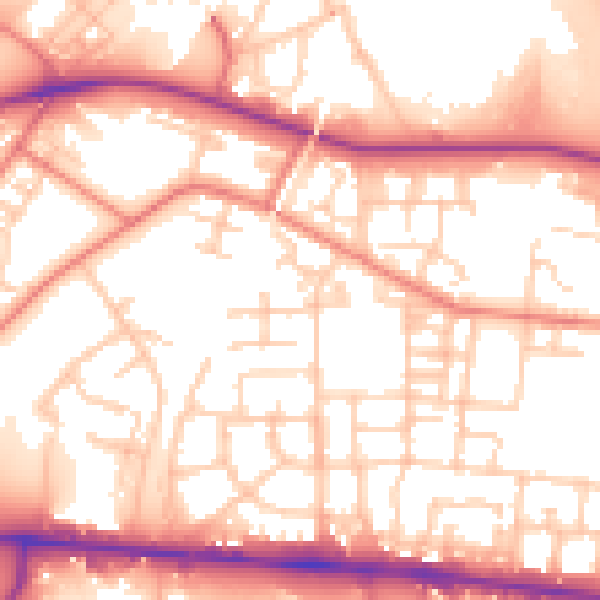 Daytime road noise heatmap for M11 3JT
