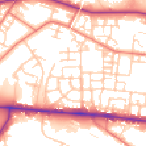 Daytime road noise heatmap for M11 3NW