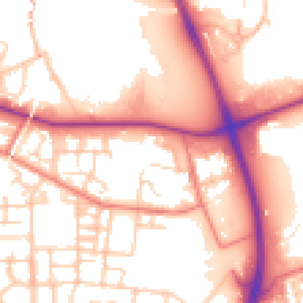 Daytime road noise heatmap for M11 3UN