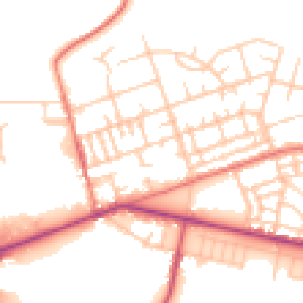 Daytime road noise heatmap for M11 4EE