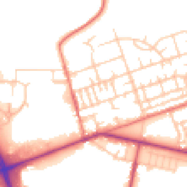 Daytime road noise heatmap for M11 4EW