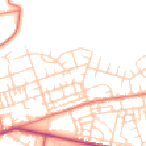 Daytime road noise heatmap for M11 4JR