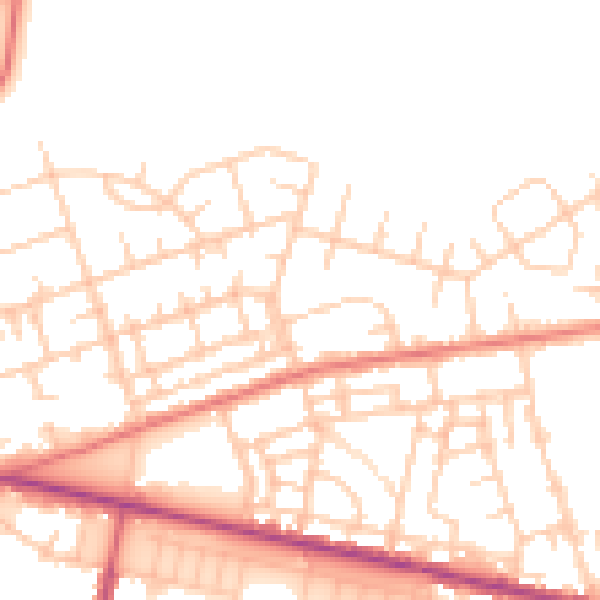 Daytime road noise heatmap for M11 4JU