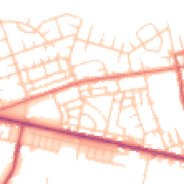 Daytime road noise heatmap for M11 4NQ