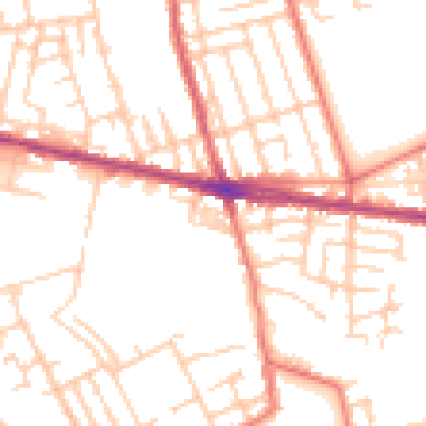 Daytime road noise heatmap for M11 4PJ