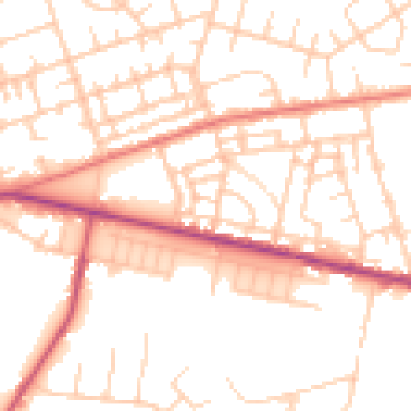 Daytime road noise heatmap for M11 4RJ